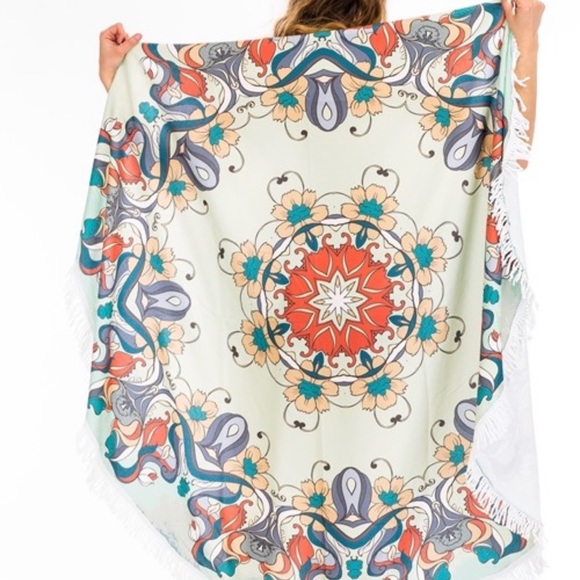 Colorful Mandela Round Beach Towel - Picture 2 of 3